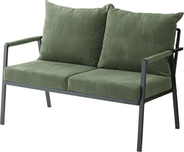 ソファ 2P RTO-462GR グリーン 2人掛けソファ ソファー おしゃれ スチール 黒 ブラック コーデュロイ 肘掛けあり アーム付き インダストリアル モダン シンプル グリーン ベージュ グレー