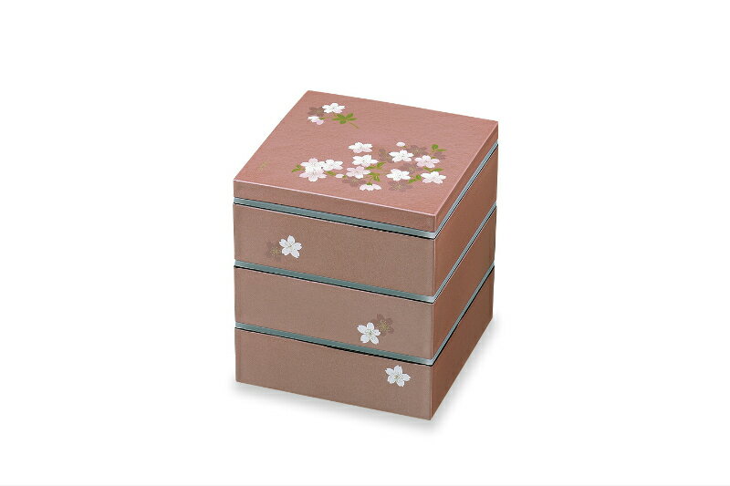 シール付 5.0 大和 三段重 あけぼの桜 ピンク お重 /お花見 運動会 お正月 おせち重 弁当 仕出し 結婚式 法事 重箱 3段重 おしゃれ かわいい 弁当箱 お弁当箱 わっぱ 二段 二段重 三段 三段重 2段 3段 お重