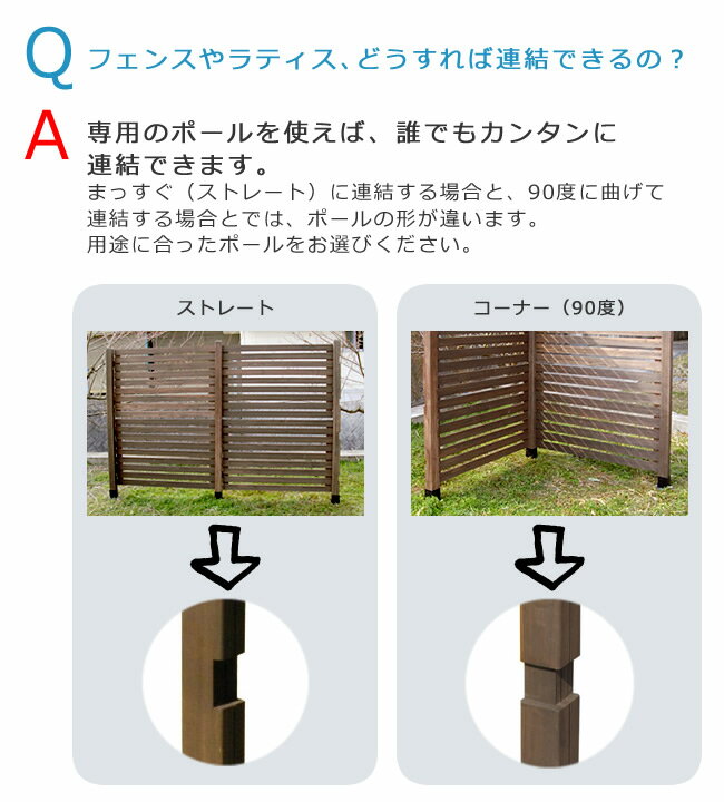 ウッドフェンス用ポール950（ロータイプ）単品販売フェンス 木製フェンス ピケフェ...