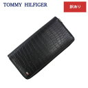 ＊【訳あり返品不可】cc-543 トミーヒルフィガー 財布 31TL400003 001 BLACK TOMMY HILFIGER クロコデザイン 長財布 ラウンド長札 メンズ