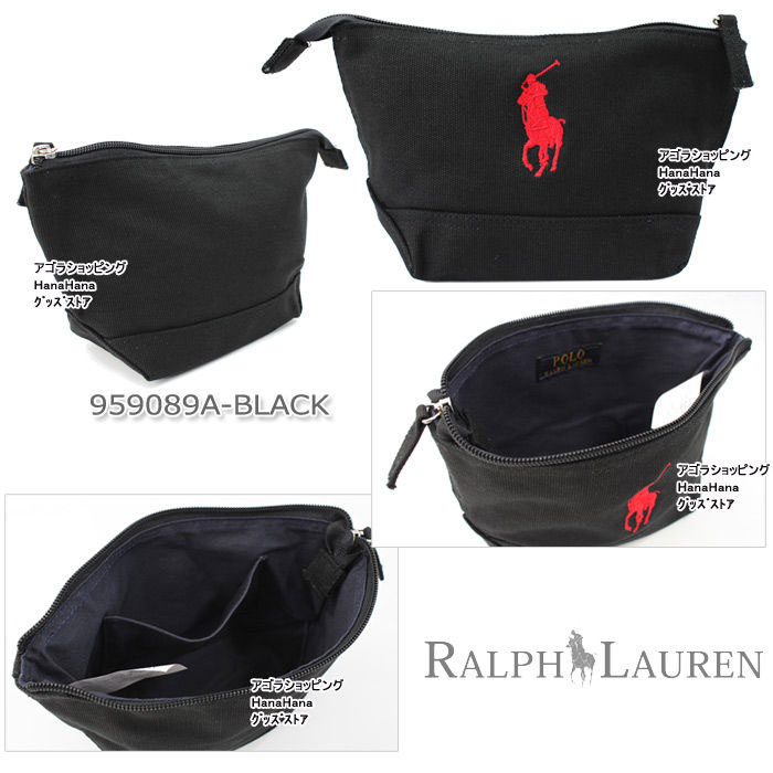 【訳あり返品不可】【ネコポス】cc-830 ポロ ラルフローレン ポーチ 959089 ZIP POUCH ブラック ラルフ Ralph Lauren