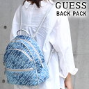 *ゲス バッグ DY699433 DENIM GUESS MANHATTAN デニム ロゴ 総柄 リュック バック GUESS ab-436900