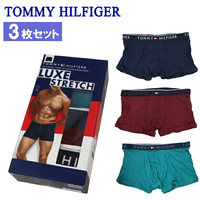 ＊トミーヒルフィガー メンズ 3Pセット トランクス 09T4102 364 GREEN MEADOW LUXE STRETCH ボクサーパンツ 3枚セット 下着 男性 TOMMY HILFIGER ab-513900