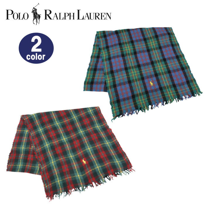 【ピロ-BOXラッピング無料】 ポロ ラルフローレン マフラー PC1370 チェック ポニー刺繍 男女兼用 POLO RALPH LAUREN ab-60736