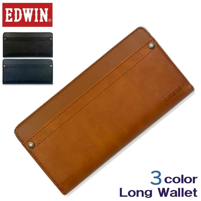EDWIN エドウィン 財布 0510631 長財布 財布 リサイクルレザー ラウンドファスナー メンズ プレゼント 誕生日 御祝 ab-60006