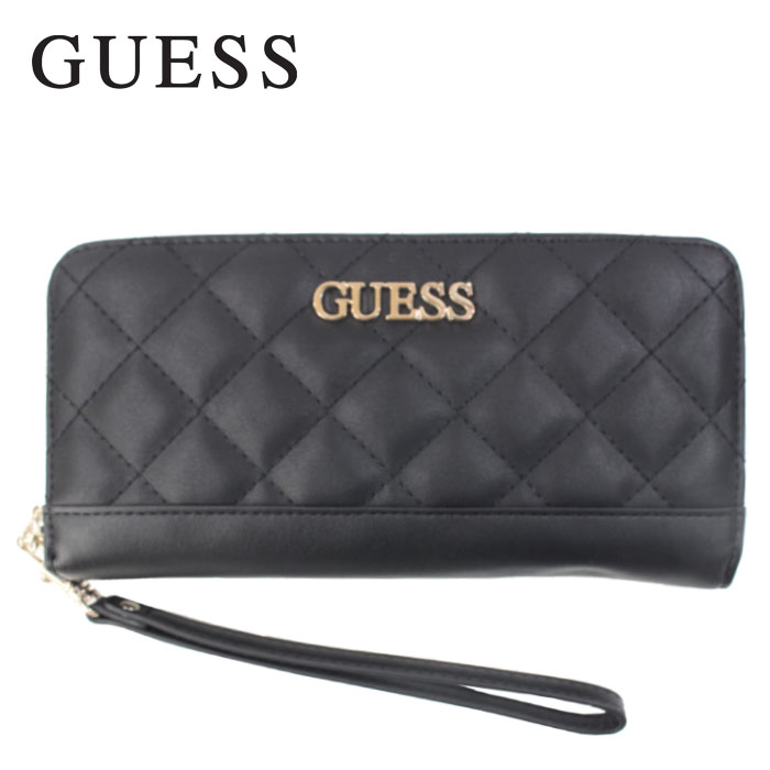 ゲス 財布 VG797046 BLACK ステッチデザイン ラウンドファスナー財布 長財布 ab-422900