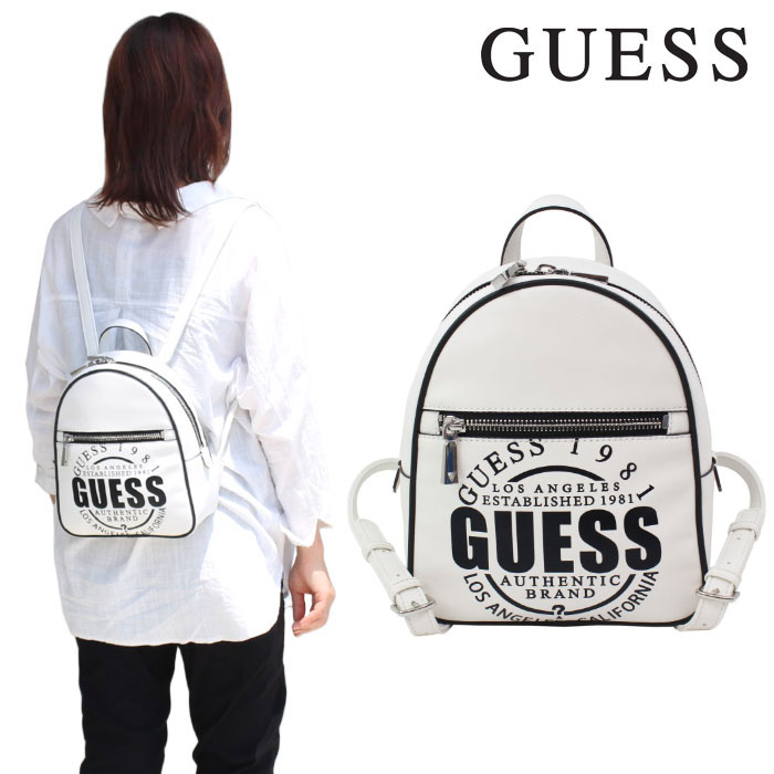 ゲス バッグ WY811032 WHITE MULTI KALIPSO ホワイト ブラックロゴ リュック ミニリュック バック GUESS ab-437100