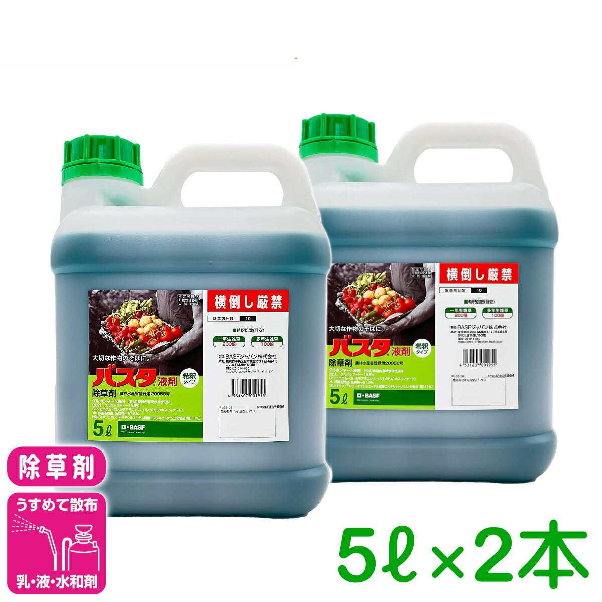 まとめ買い 2本セット 除草剤 2本セット バスタ液剤 5L BASF 畦畔 水稲 畑作 家庭菜園 スギナ オオアレチノギグ