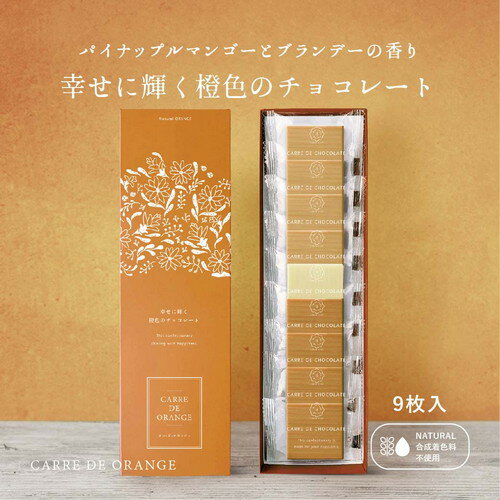 【☆楽天1位☆ 】【2024年新商品】CARRE・DE・ORANGE カレドオランジュ 9枚入り 幸せに輝く橙色のチョコレート【個別配送】 天然 バレンタイン オレンジ ターメリック チョコ ホワイトデー 入学祝い 推しチョコ 手土産 プチプラ 女子会 送料無料 ポスト投函