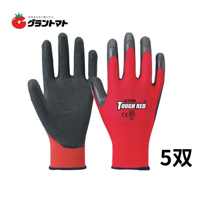 樂天商城 - タフレッド 5双 #1470 赤 Lサイズ 天然ゴム手袋 アトム