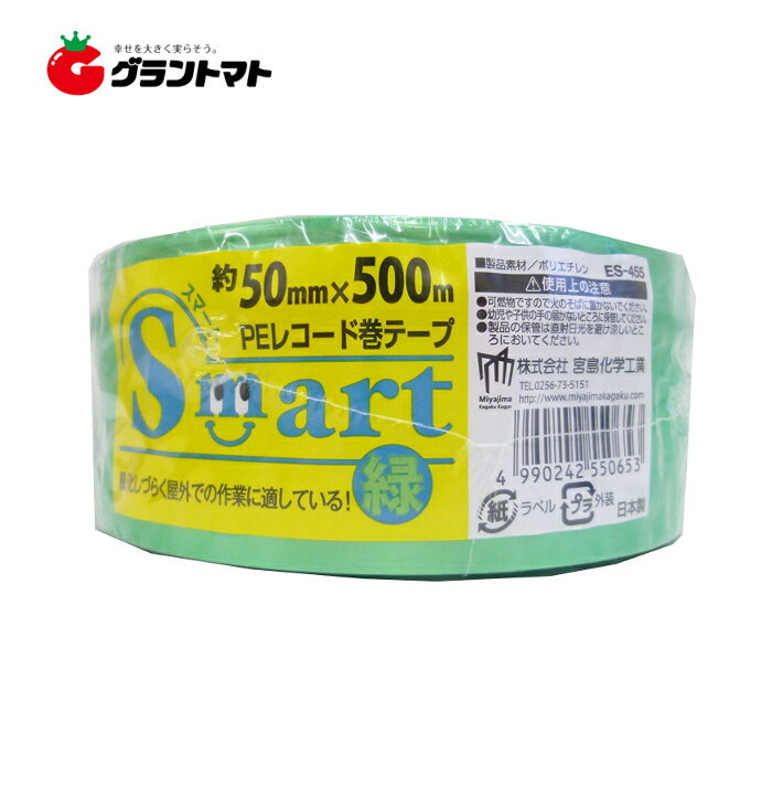 スマートPEレコード巻テープ 緑 ES455 50mmx500m 箱売り30個入り 宮島化学工業
