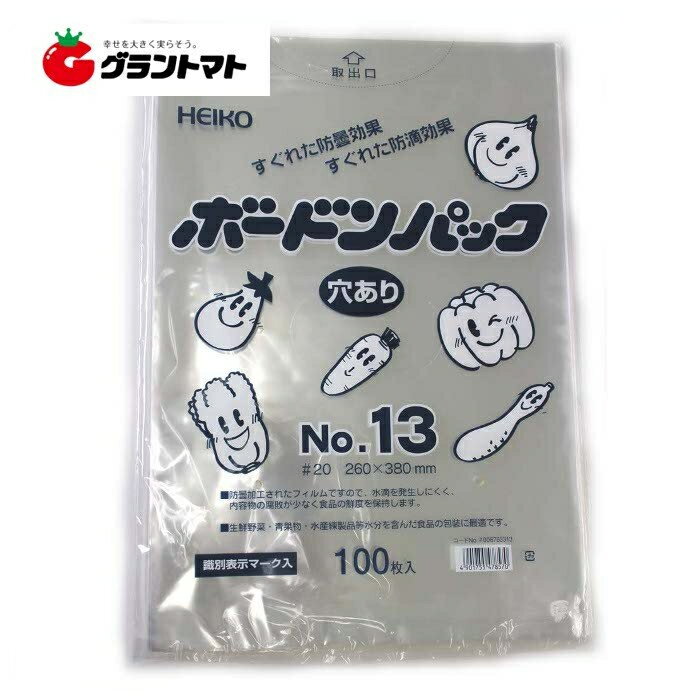 ボードンパック＃20 No.13 穴有り 1000枚（100×10P）ボードン袋 OPP袋 HEIKO