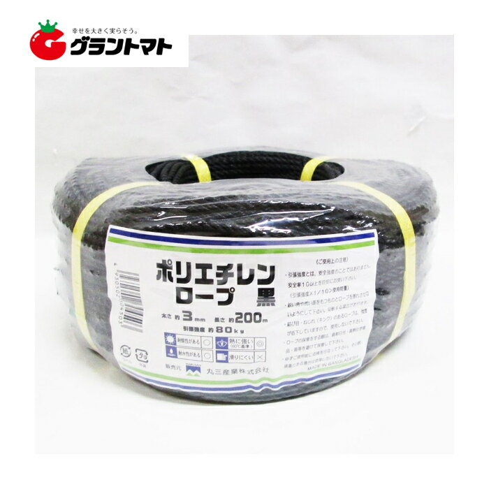楽天市場】ポリエチレン ロープ 3mm 黒の通販