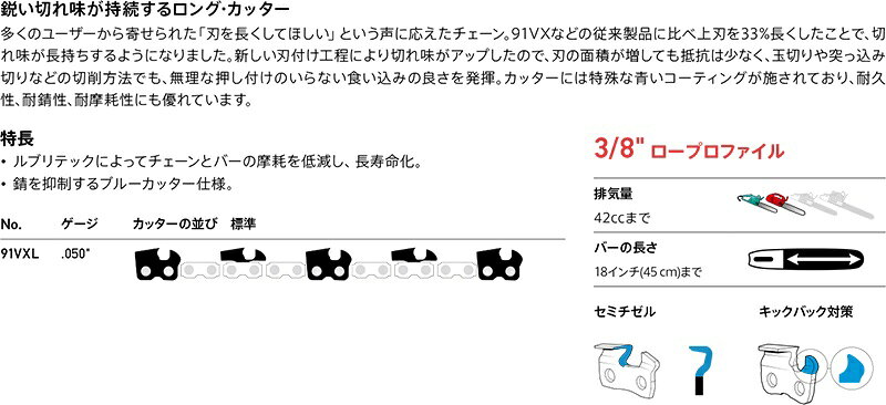 送料無料 ソーチェーン 91VXL-56E チェンソー用替刃 OREGON/オレゴン【メール便】