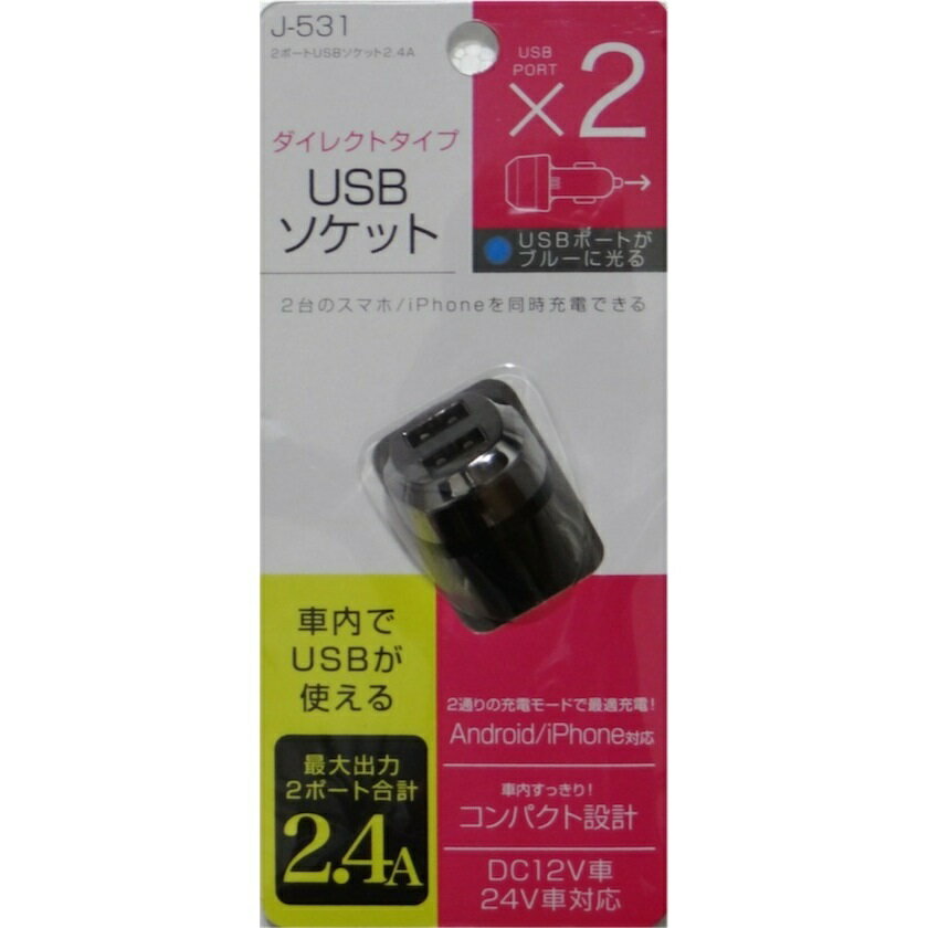 樂天商城 - 2ポートUSBソケット2.4A J-531