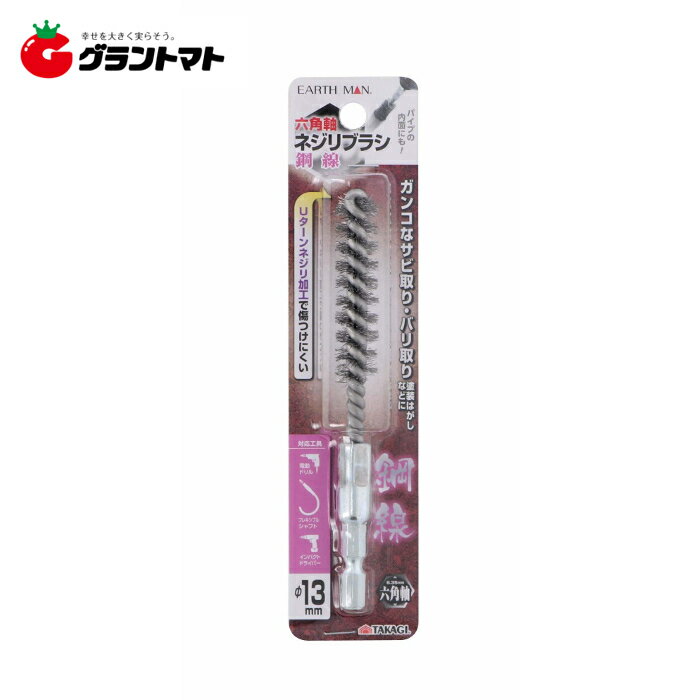 EARTH MAN 六角軸ネジリブラシ鋼線 φ13mm 高儀【取寄商品】
