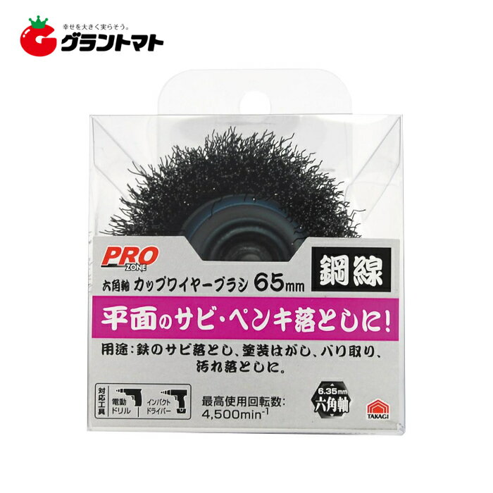 PRO ZONE 六角軸カップワイヤーブラシ 鋼線 65ミリ 高儀【取寄商品】