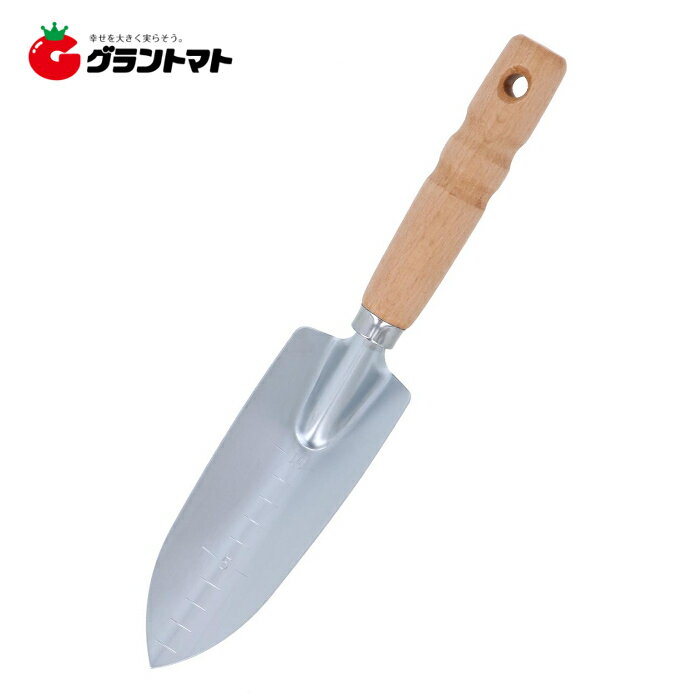 GREEN ART　　木柄補強付移植ゴテ　　　Wクロームメッキ高儀【取寄商品】