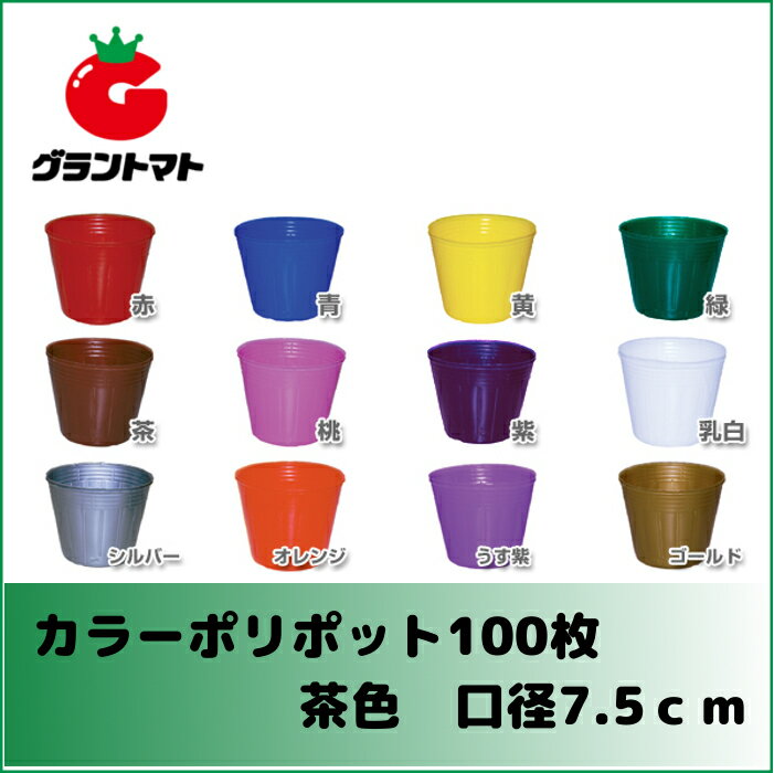 カラーポリポット（茶）7.5cm100枚入　【ポリ鉢】