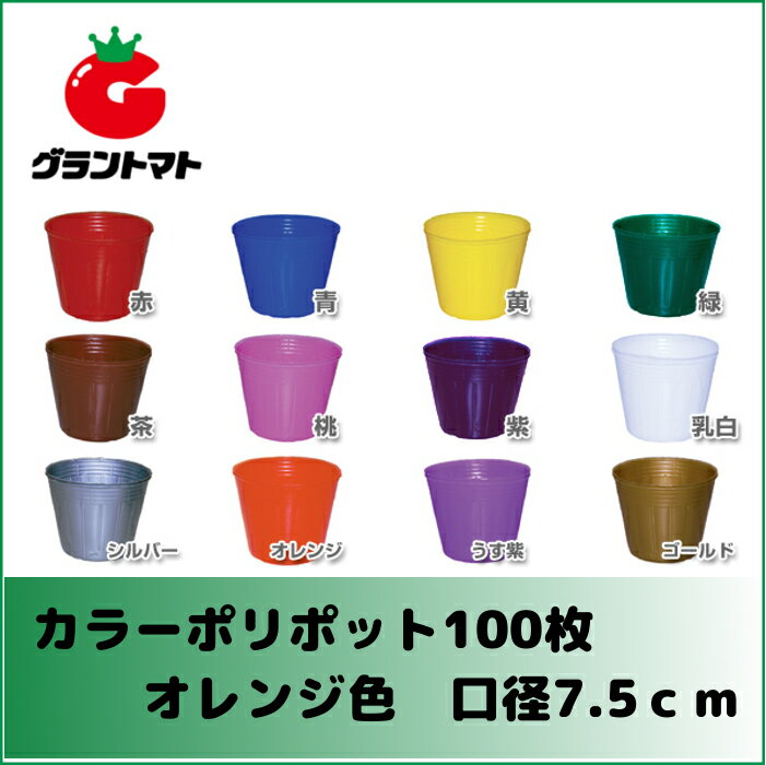 カラーポリポット（オレンジ）7.5cm100枚入　【ポリ鉢】