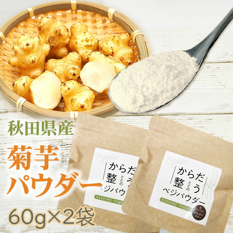 菊芋パウダー 120g (60g×2袋) 秋田県産 きくいも 無添加 メール便 NP 送料無料  即送