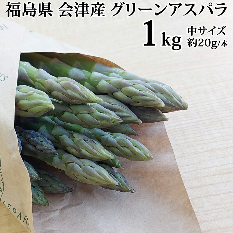 アスパラガス 中サイズ 1kg 1本あたり約20g 福島県 喜多方産 会津アスパラ 田中農園 クール便 冷蔵 産地直送 収穫日に当日発送 鮮度抜群 送料無料 [会津アスパラMサイズ1kg] 4月上旬～順次発送