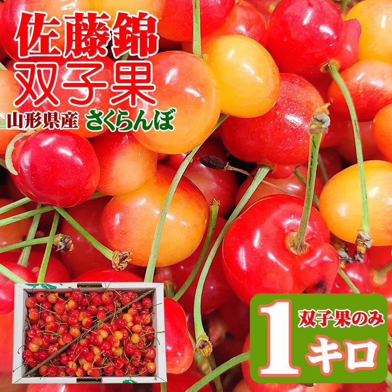 さくらんぼ ご家庭用 佐藤錦 双子果 ふたご1kg（クール便）【送料無料(九州・沖縄県を除く)】訳あり 山形県産 [佐藤錦双子果1キロ]のサムネイル
