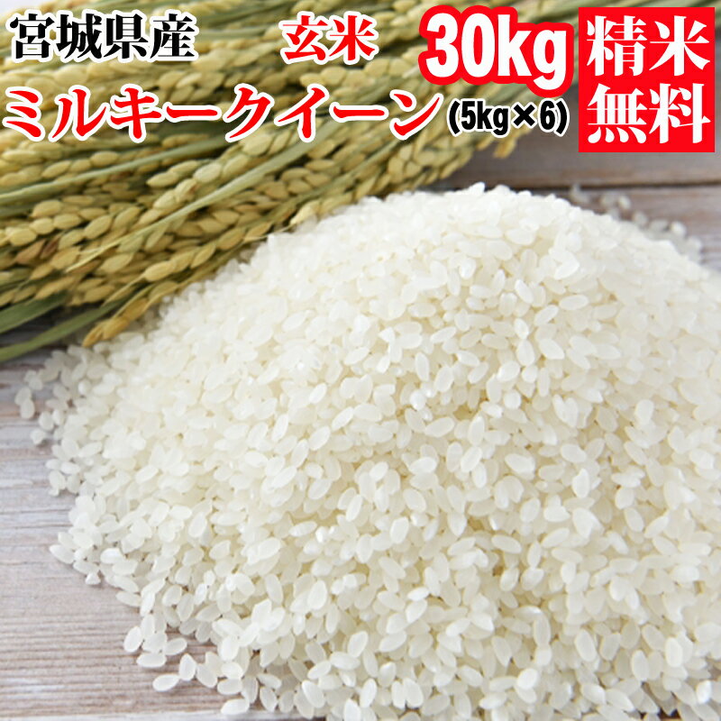 米 玄米 30kg ミルキークイーン 5kg×6袋 令和5年産 宮城県産 精米無料 白米 無洗米 分づき 当日精米 送料無料