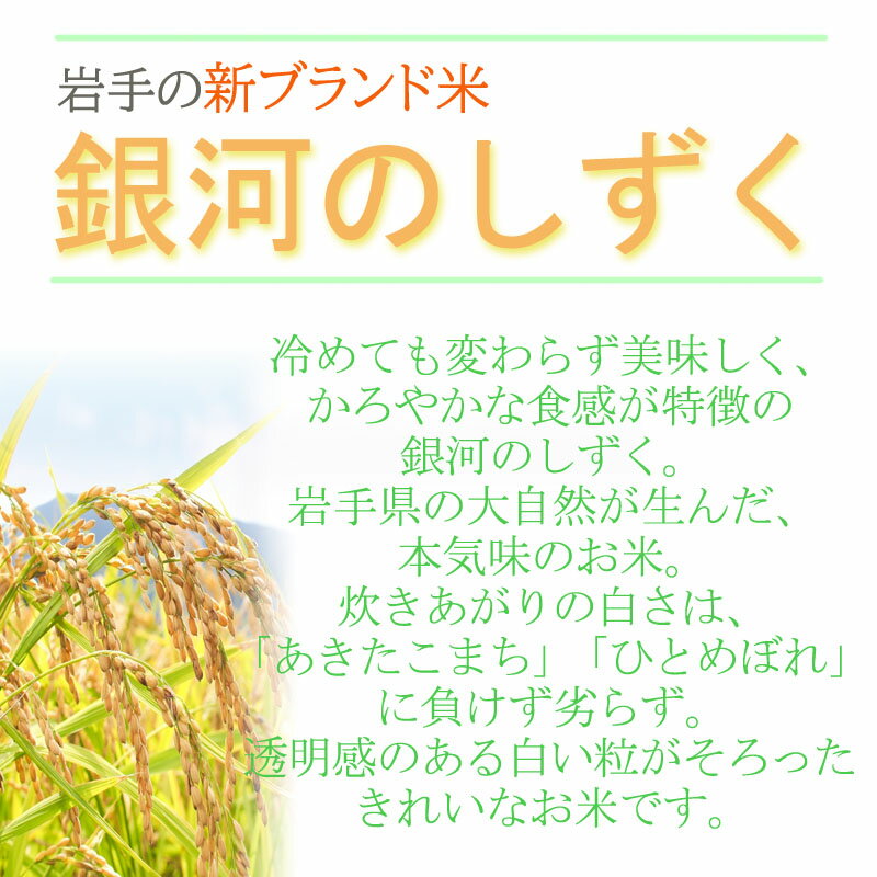 送料無料 銀河のしずく 雫石 岩手県 令和7年度 無洗米 玄米 贈答 分つき　新米 米 玄米 10kg 銀河のしずく 5kg×2袋 令和7年産 岩手県産 精米無料 白米 無洗米 当日精米 送料無料 業務用 お徳用 国産