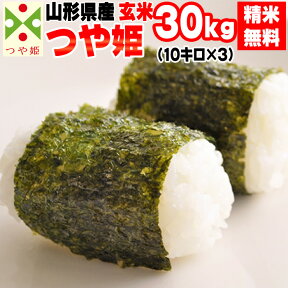 米 玄米 30kg つや姫 10kg×3袋 令和5年産 山形県産 精米無料 白米 無洗米 分づき 当日精米 送料無料