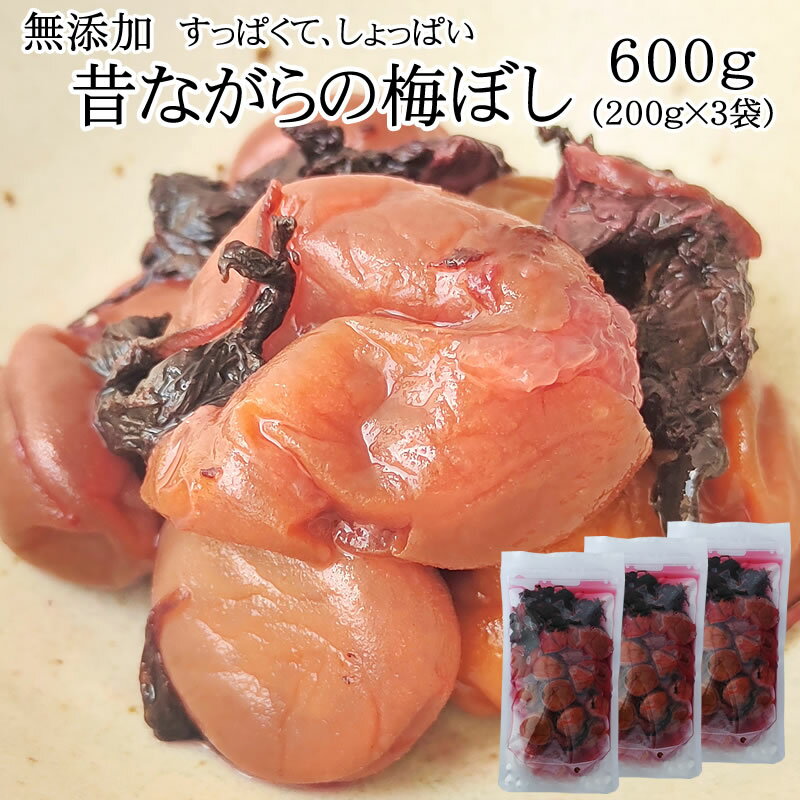 期間限定 ポイント15倍 梅干し 600グラム 山形県産 無添加 しそ 梅ぼし 訳あり つぶれ含む サイズ 無選別 メール便 [梅干し200g×3袋 大石田漬物 BM] NP 即送のサムネイル