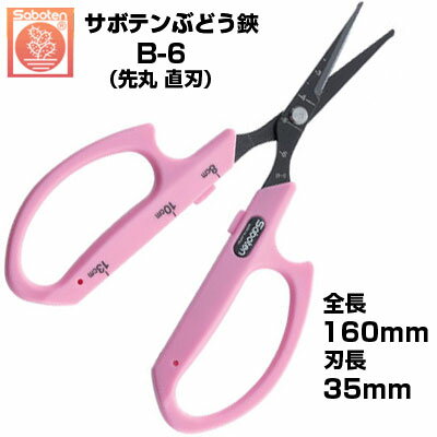 【在庫あり】【最短当日発送】 ぶどう鋏 サボテン 先丸 直刃 NO.B-6【サボテン ぶどうはさみ 摘粒 房作り 収穫 目盛付き 軽量 ピンク色 ステンレス フ...