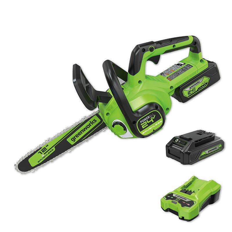 【グリーンワークス】 CS24BB2 充電式チェンソー チェーンソー 【12インチ(30cm)スプロケットノーズバ..