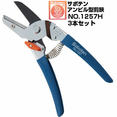 (送料無料でお得!)(3本セット) 剪定鋏 サボテン アンビル型 楽×楽 NO.1257H【サボテン 剪定はさみ アンビルタイプ フッ素コート 果樹 ぶどう み...