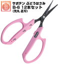 (送料無料でお得!)(12本セット) ぶどう鋏 サボテン 先丸 直刃 NO.B-6【サボテン ぶどうはさみ 摘粒 房作り 収穫 目盛付き 軽量 ピンク色 ステン...