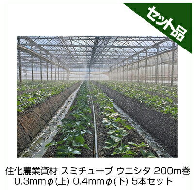 住化農業資材 スミチューブ ウエシタ 200m巻 0.3mmφ(上) 0.4mmφ(下) 5本セット 潅水チューブ 灌水チューブ