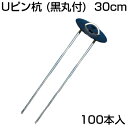 防草シート ピン 100本 シンセイ Uピン杭 (黒丸付) 300mm 10個入 X 10セット (100本) 30cm シート押さえ
