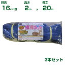 シンセイ ステン入り 猪鹿ネット 16cm目 2m×20m ステン2本編込み (張ロープ手編仕様) 3枚セット (農業資材)(アニマルネット)(防獣ネット)(イ...