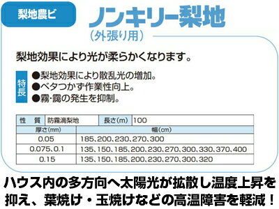 アキレス 外張り用 梨地 農ビ ノンキリー梨地 厚さ0.075mm×巾300cm×100m巻 農業資材 園芸用品 ビニール温室 農業ハウス 農業用ハウス 農業用ビニールフィルム ハウス栽培 2