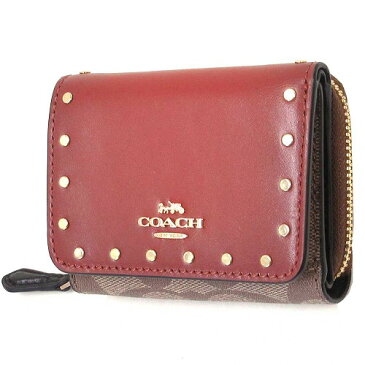 コーチ 財布 COACH アウトレット シグネチャー カラーブロック リベット スモール トライフォールド ウォレット 三つ折り財布 C3323 IMRL7