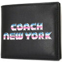 コーチ 二つ折り財布 メンズ コーチ 財布 COACH アウトレット メンズ レディース 80's ニューヨーク イブニング グラフィック ダブル ビルフォールド 二つ折り財布 C3412 QBBK