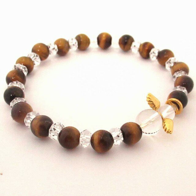 Ange 守護天使 天然石ブレスレット タイガーアイ6mm玉&カット水晶ブレスレット SA004ANGETYE