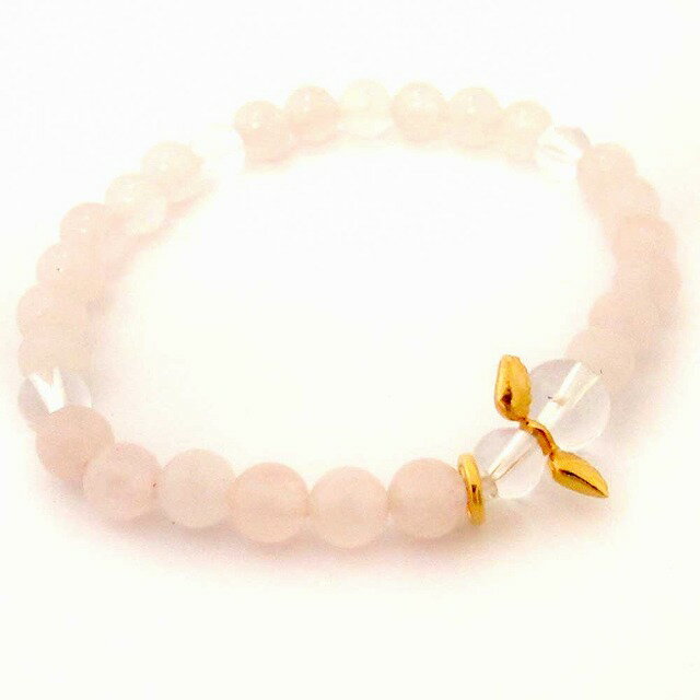 Ange 守護天使 天然石ブレスレット ローズクォーツ6mm玉&クラック水晶6mm玉ブレスレット SA005ANGERS