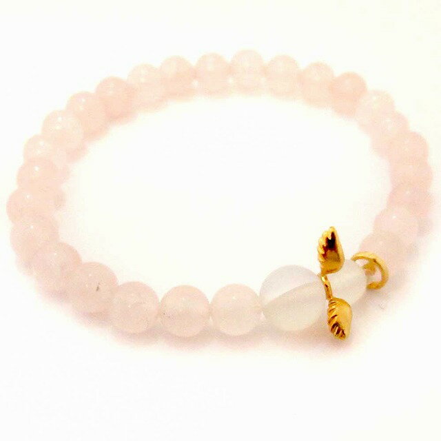 Ange 守護天使 天然石ブレスレット ローズクォーツ6mm玉&ルナフラッシュ玉ブレスレット SA006ANGETLN