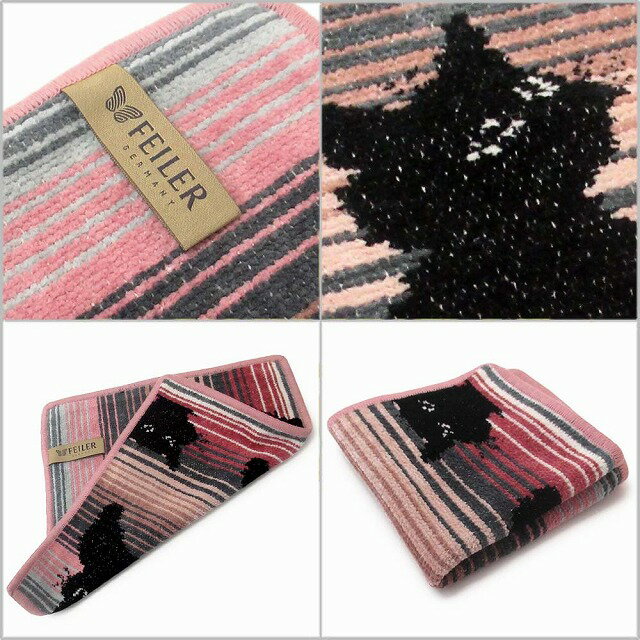 FEILER フェイラー ハンカチ タオル タオルハンカチ 25cm Black Kitty 124 Old Rose ブラックキティ 子猫 BlackKitty124