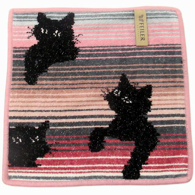 FEILER フェイラー ハンカチ タオル タオルハンカチ 25cm Black Kitty 124 Old Rose ブラックキティ 子猫 BlackKitty124