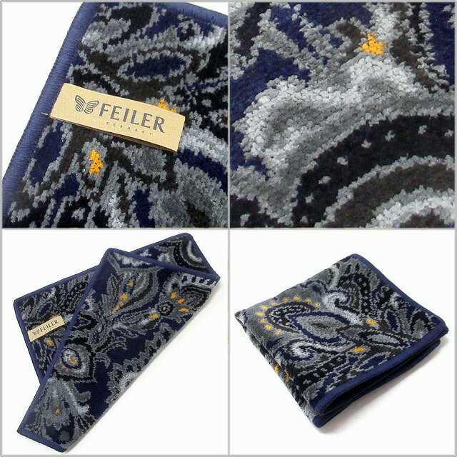 FEILER フェイラー ハンカチ タオル タオルハンカチ 30cm Djamal 221 Navy Blue ジャマル 花柄 Djamal221 n241106