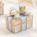 ジュエリーボックス ミニプレゼント 人気の宝石箱がミニチュアサイズに! リボンの置物 ブルーシャーベット MN0112