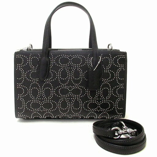 コーチ レザーバッグ COACH アウトレット シグネチャー リベット ニーナ スモール トート バッグ ショルダーバッグ CX266 SVBK n241210 コーチ レザーバッグ COACH アウトレット シグネチャー リベット ニーナ スモール トート バッグ ショルダーバッグ CX266 SVBK n241210