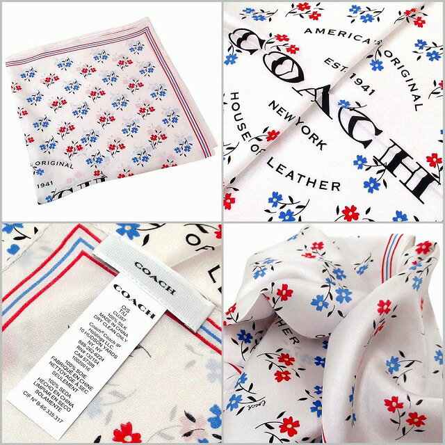 【楽天スーパーSALE 割引商品】コーチ スカーフ COACH アウトレット ボードウォーク フラワー 花柄 ロゴ フローラル プリント シルク バンダナ スカーフ CU357 QUX